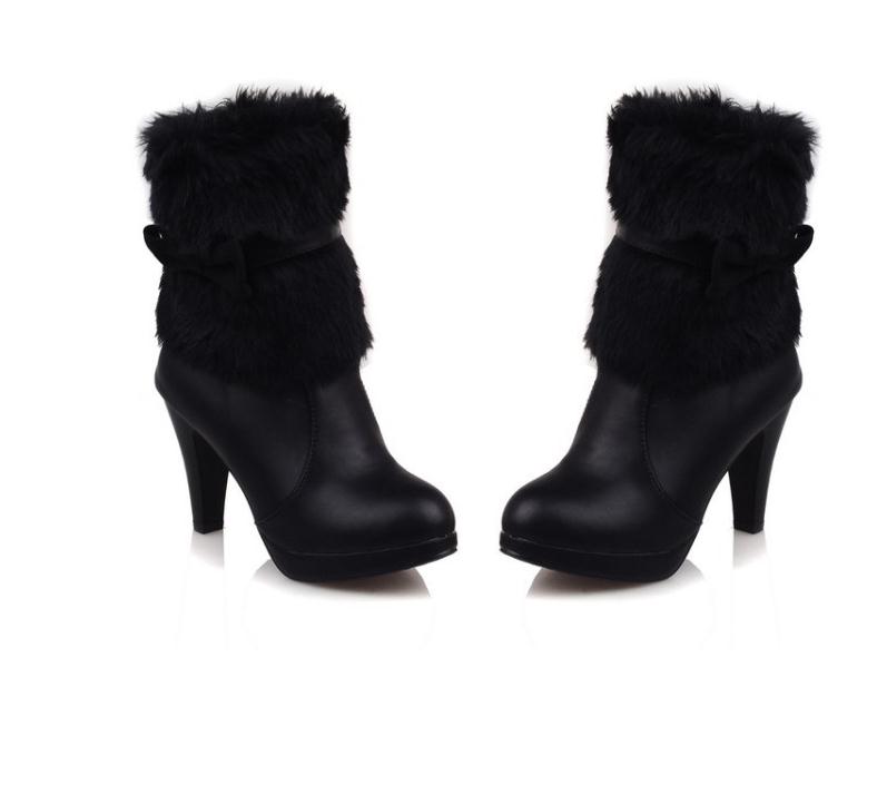 woman boots in Winter high Coarse heel round head@203