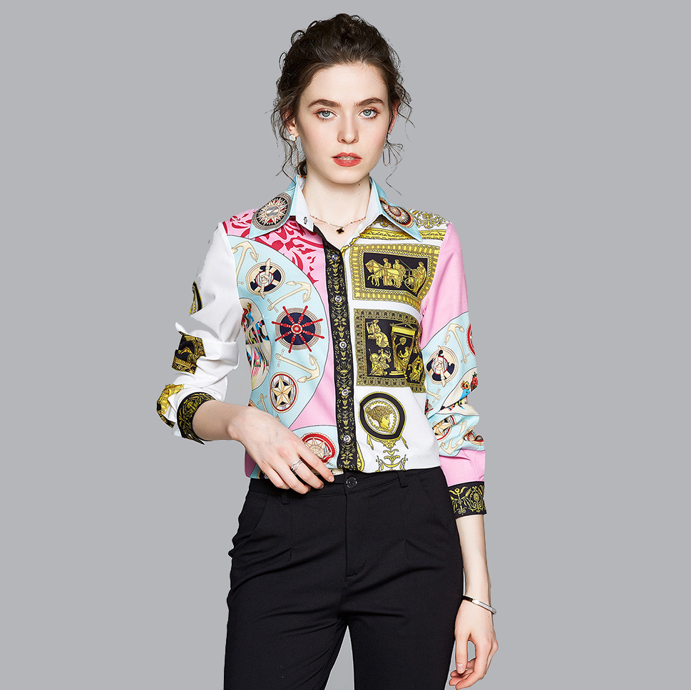 Luxury Vintage Runway Button Up Shirt Women 2021 Fashion Lantern Sleeve Lapel Printed Elegant Office Blouses Spring Autumn Winter High-End Slim Ladies Designer Tops
Luxury Vintage Runway Button Up Shirt Women 2021 Fashion Lantern Sleeve Lapel Printed Elegant Office Blouses Spring Autumn Winter High-End Slim Ladies Designer Tops