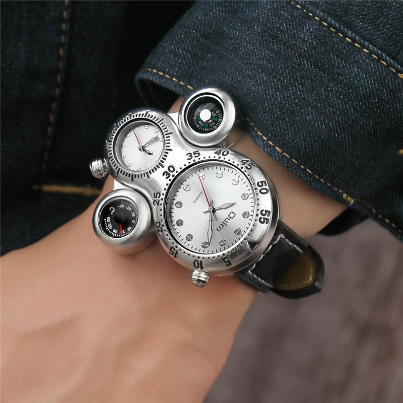 Wristwatches Oulm 1149 Octopus Unique Design Sport Watches Men Multiple Time Zone Wristwatch Limited Edition Antique Male Quartz Watch, White