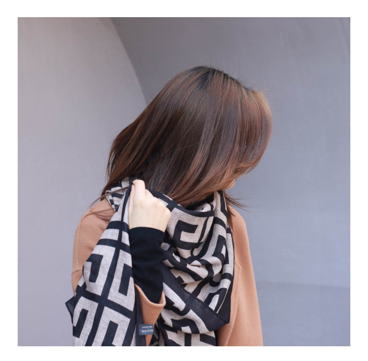 spring autumn fashion Scarves G letter net red versatile thin cotton and hemp Silk Scarf Women