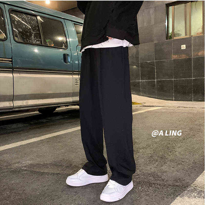 Sweatpants men Straight Harem Pants Male Korean Man Loose Casual Pants Autumn Streetwear Cn(origin) Full Length Four Seasons 211112