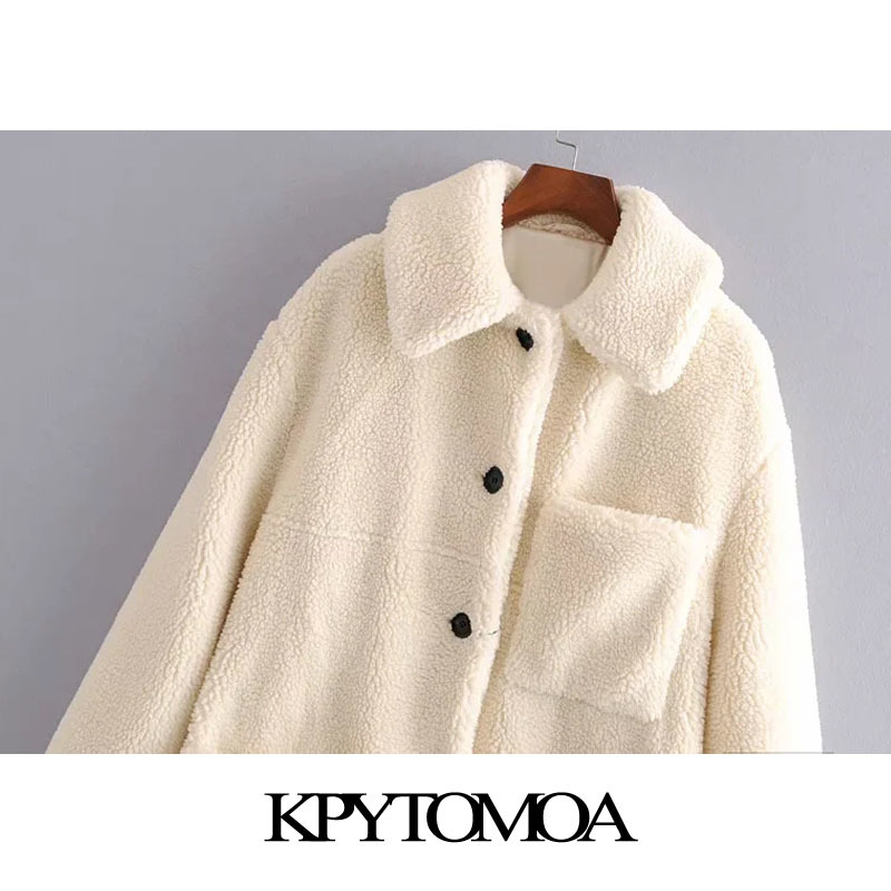Women Fashion Thick Warm Faux Fur Loose Teddy Coat Long Sleeve Pockets Female Outerwear Chic Overcoat 210420
