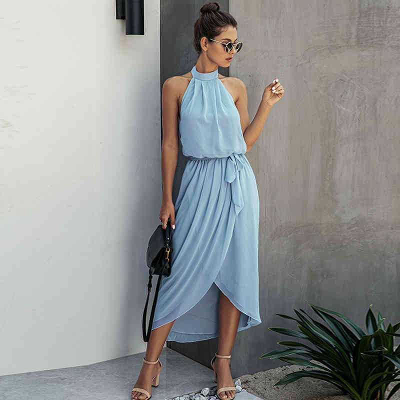 Elegant Backless Summer Dress Women Sexy Halter Off Shoulder Lace Up Front Split Midi Dresses Lady Irregular Blue Dress Vestidos, Black;gray
Elegant Backless Summer Dress Women Sexy Halter Off Shoulder Lace Up Front Split Midi Dresses Lady Irregular Blue Dress Vestidos, Black;gray