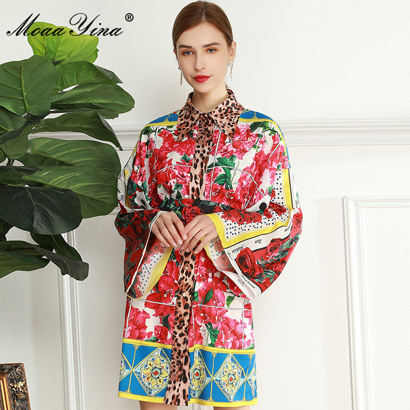 Fashion Designer dress Spring Autumn Women's Dress Flare Sleeve Floral print Beaded lace-up Vacation Loose Dresses 210524, Red
Fashion Designer dress Spring Autumn Women's Dress Flare Sleeve Floral print Beaded lace-up Vacation Loose Dresses 210524, Red