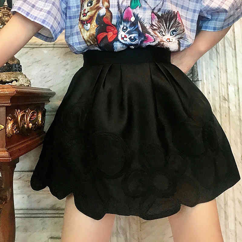 Casual Embroidery Floral Skirt For Women High Waist Vintage A Line Mini Skirts Female Summer Fashion Style 210521