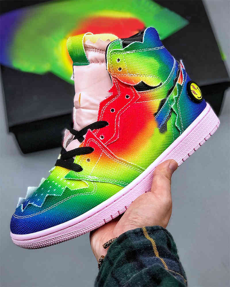 Shoes high GO x JBalvin Basketball Rainbow tie-dye Men women Jumpman 1 canvas zigzag Trainers Sneakers, #1
Shoes high GO x JBalvin Basketball Rainbow tie-dye Men women Jumpman 1 canvas zigzag Trainers Sneakers, #1