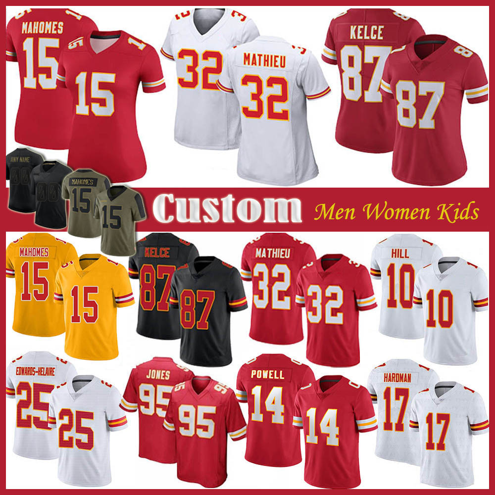 15 Patrick Mahomes 87 Travis Kelce Custom Men Women Kids Football Jersey 10 Tyreek Hill Tyrann Mathieu Mecole Hardman Demarcus Robinson Darr, Black;red
15 Patrick Mahomes 87 Travis Kelce Custom Men Women Kids Football Jersey 10 Tyreek Hill Tyrann Mathieu Mecole Hardman Demarcus Robinson Darr, Black;red