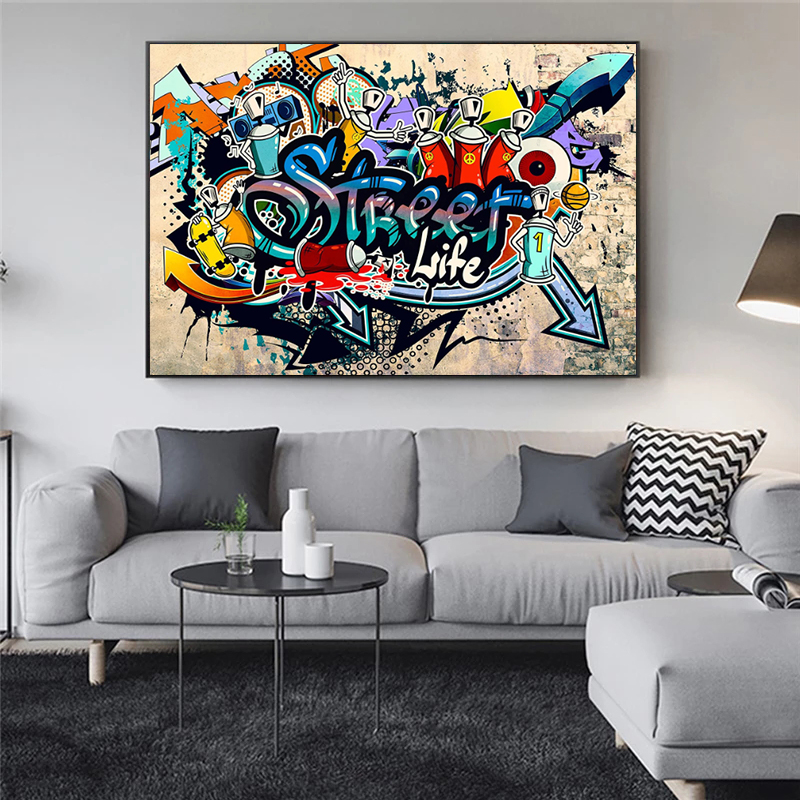Artwork Graffiti Art Street Pop Posters Canvas Painting Posters and Prints Cuadros Living Room Home Decoration Wall Art