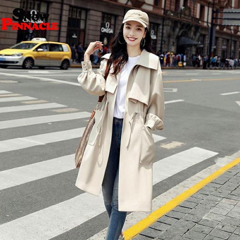 Women Trench Fashion long Section Solid Coat Light weight Casual lady's Windbreak trench plus size 210524