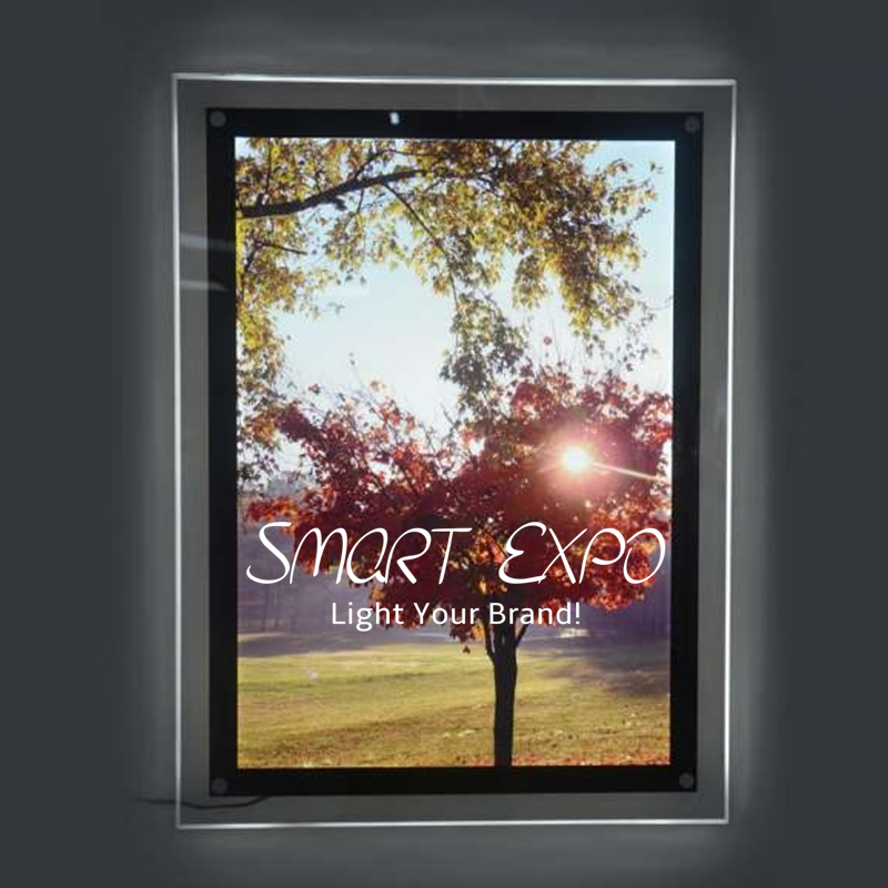 A2 Ultra Slim Crystal Light Box Advertising Display with Acrylic Panel LED 2835 Side-Lit Strong Wooden Case Packing