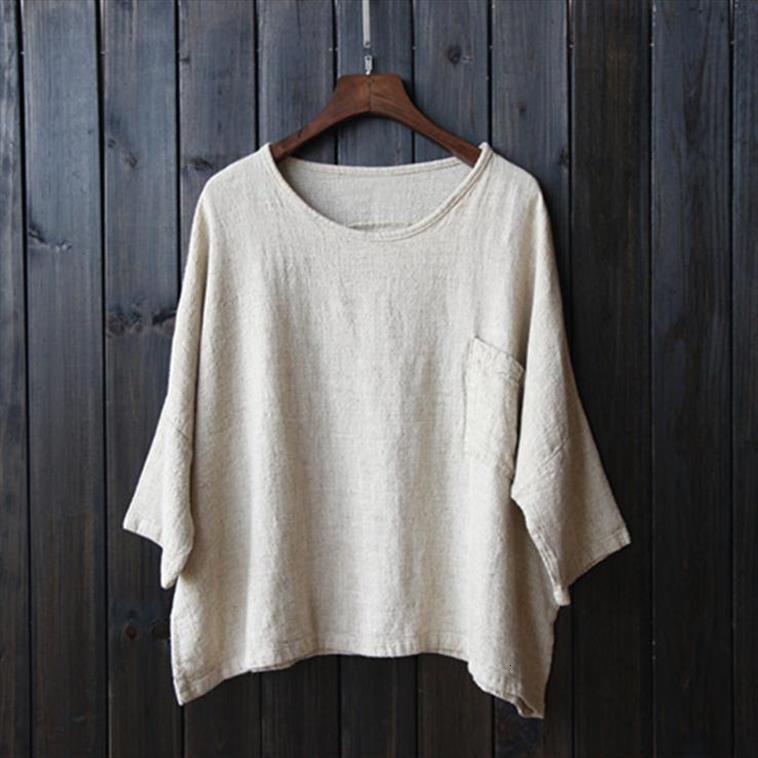 spring cotton linen original womens shirts loose size big, White
