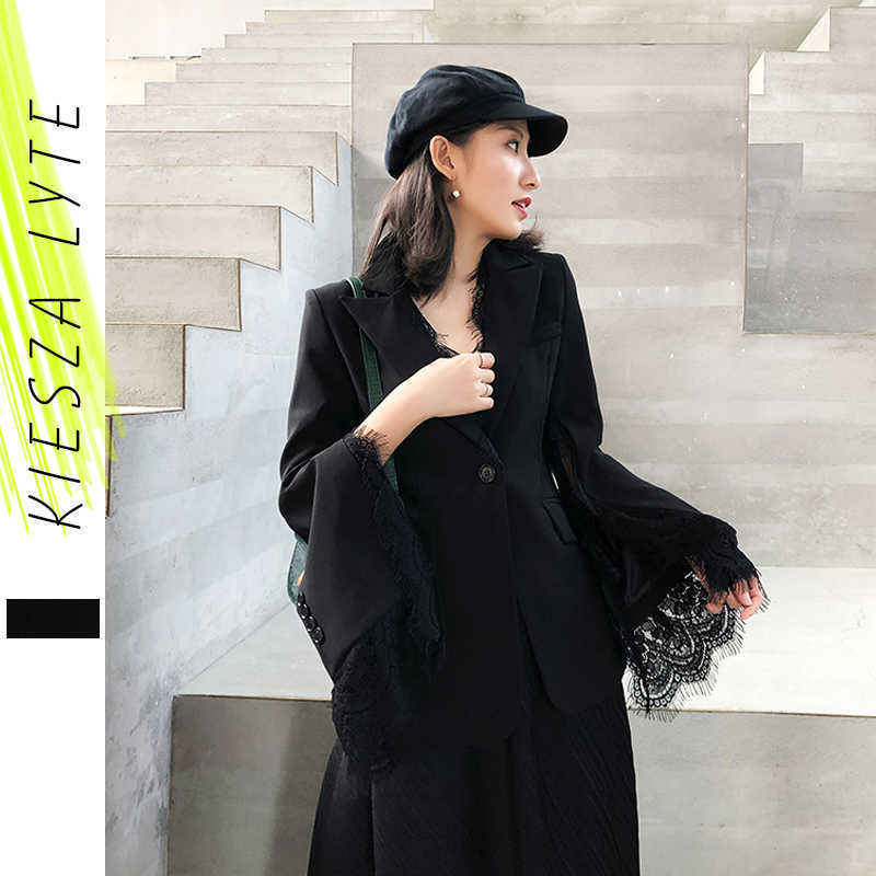 Runway Women Black Blazer Lace Patchwork Flare Sleeve Slim Elegant Lady Work Blazers Feminino Suit Jackets 210608
Runway Women Black Blazer Lace Patchwork Flare Sleeve Slim Elegant Lady Work Blazers Feminino Suit Jackets 210608
