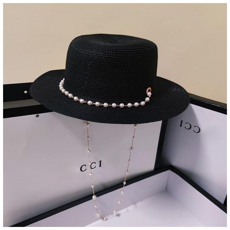 Wide Brim Hats 2021 Sun Hat For Women Straw Flat Top Pearl Chain Fedoras Ladys Summer Cap Visors Elegant Vintage, White
Wide Brim Hats 2021 Sun Hat For Women Straw Flat Top Pearl Chain Fedoras Ladys Summer Cap Visors Elegant Vintage, White