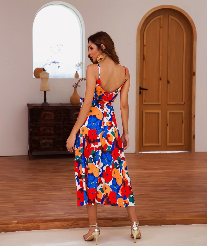 Foridol Colorful Floral Print Dress Summer Casual Beach Dresses Maxi Office Elegant Long Dress Boho Dress Female 210415