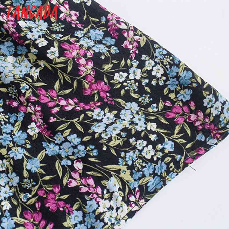 Fashion Women Flowers Print Shirt Buttons Long Sleeve Ladies Mini Dress 5Z66 210416