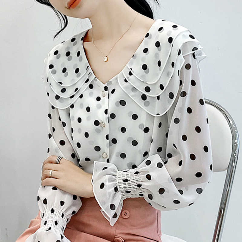 Blusas Mujer De Moda Casual Dot White Chiffon Blouse Long Sleeve Women Shirts Womens Tops And Blouses Blusa Feminina B927 210602
Blusas Mujer De Moda Casual Dot White Chiffon Blouse Long Sleeve Women Shirts Womens Tops And Blouses Blusa Feminina B927 210602