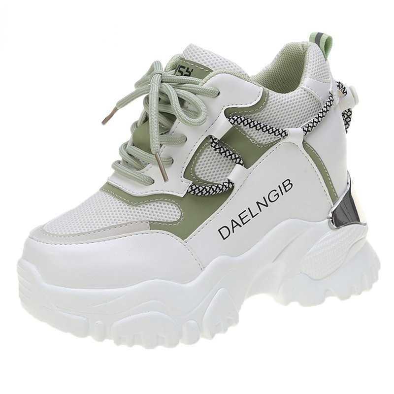 Women Chunky Sneakers Vulcanize Shoes 9.5cm High Heels Fashion 2021 Autumn Female Platform Thick Sole Running Casual Shoe Woman Y0907, Black 
Women Chunky Sneakers Vulcanize Shoes 9.5cm High Heels Fashion 2021 Autumn Female Platform Thick Sole Running Casual Shoe Woman Y0907, Black
