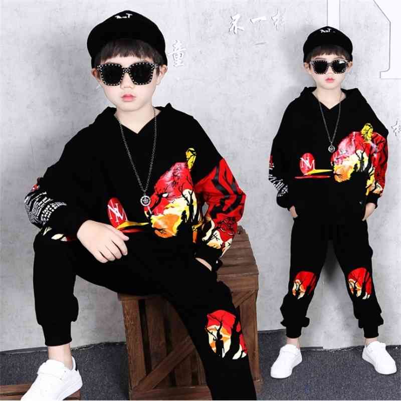 2 Pcs Children Hip hop Clothes Set Boys Girls Autumn Hoodies + Haren Pants Cotton Map Tracksuit vetement garcon 8 10 12 14 Years 201127