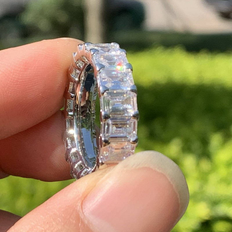 Choucong Brand Unique Wedding Rings Fashion Jewelry 925 Sterling Silver Princess Cut White Topaz CZ Diamond Gemstones Eternity Women Engagement Band R