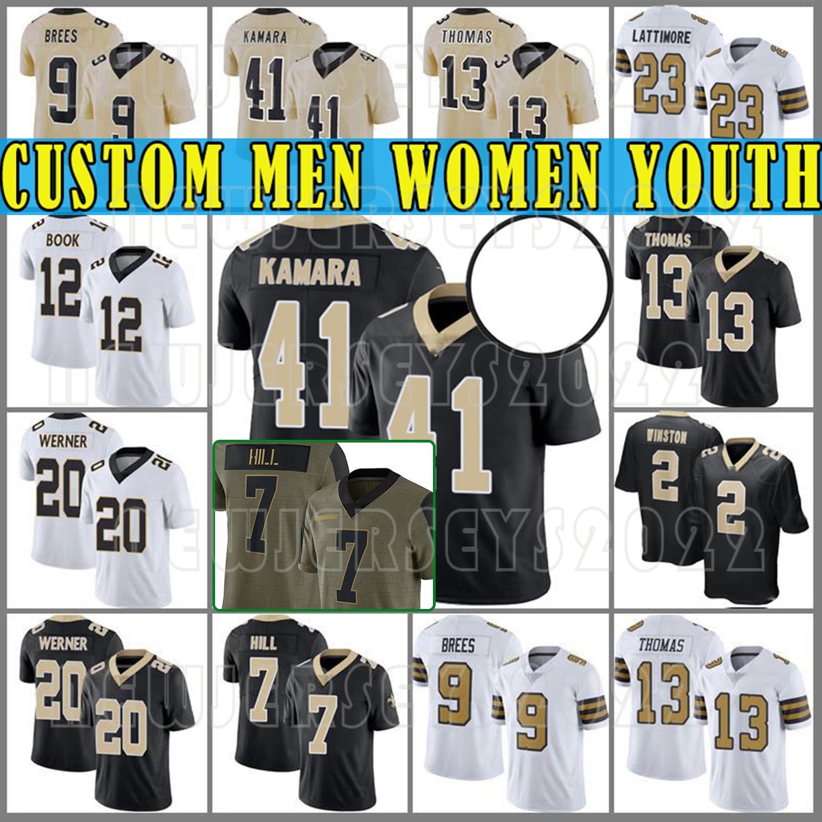 New Custom 41 Alvin Kamara Mens 13 Michael Thomas 2 Jameis Winston Football Jerseys Drew Brees Taysom Hill Marshon Lattimore Ian Book Pete Werner Marquez Callaway, Custom youth+patch(shengtu)
New Custom 41 Alvin Kamara Mens 13 Michael Thomas 2 Jameis Winston Football Jerseys Drew Brees Taysom Hill Marshon Lattimore Ian Book Pete Werner Marquez Callaway, Custom youth+patch(shengtu)