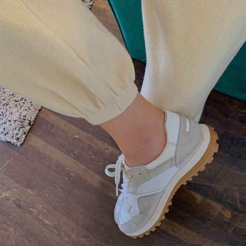 Nomikuma Autumn New Knitted Harem Pants Korean High Waist Solid Women Trousers Causal Femme Sweater Pants Mujer 6C798 210427