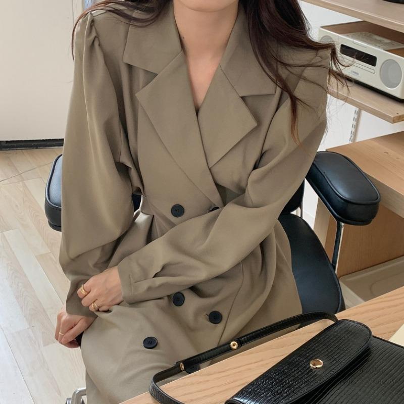Casual Dresses Autumn High Waist Slim Retro Temperament Lapel Double Breasted Dress Women Suit Long Sleeve Vestidos De Mujer Korea, Black;gray
Casual Dresses Autumn High Waist Slim Retro Temperament Lapel Double Breasted Dress Women Suit Long Sleeve Vestidos De Mujer Korea, Black;gray