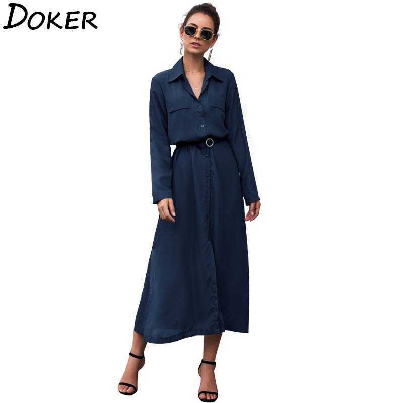 Elegant Office Lady Shirt Dres Turn-down Collar Long Sleeve Robe es Female Casual Loose 210604, Blue
Elegant Office Lady Shirt Dres Turn-down Collar Long Sleeve Robe es Female Casual Loose 210604, Blue