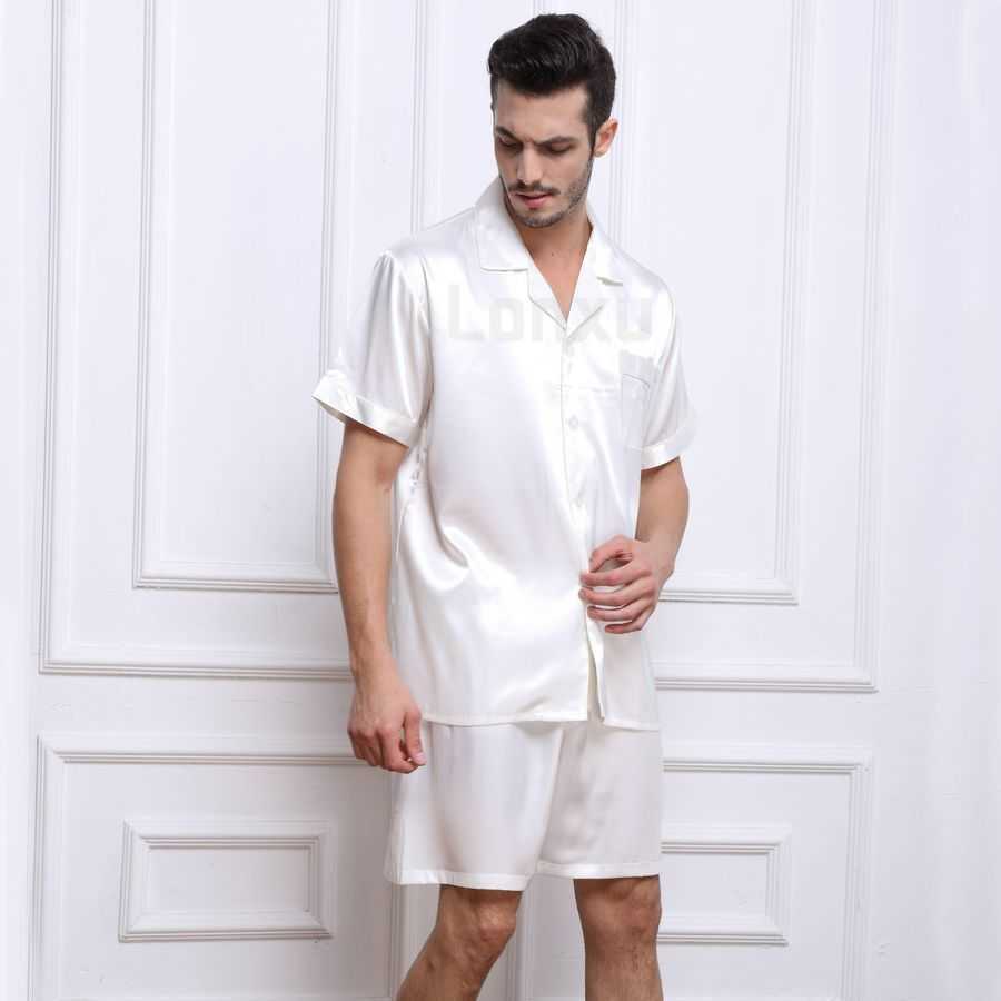 Mens Silk Satin Pajamas Pyjamas PJS Short Set Sleepwear Loungewear SMLXL2XL3XL4XL Plus 2109188316508