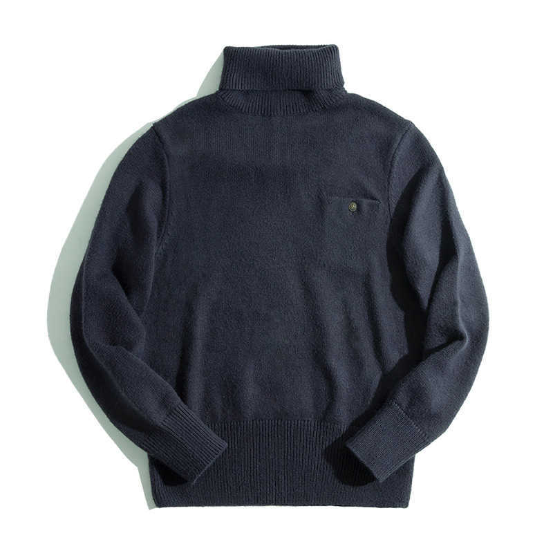 Turtle Neck Knitted Sweater Men Solid Cashmere Soft Oversized Thick Warm Men Pullovers Tops Sweater Knitting Elastic 210929