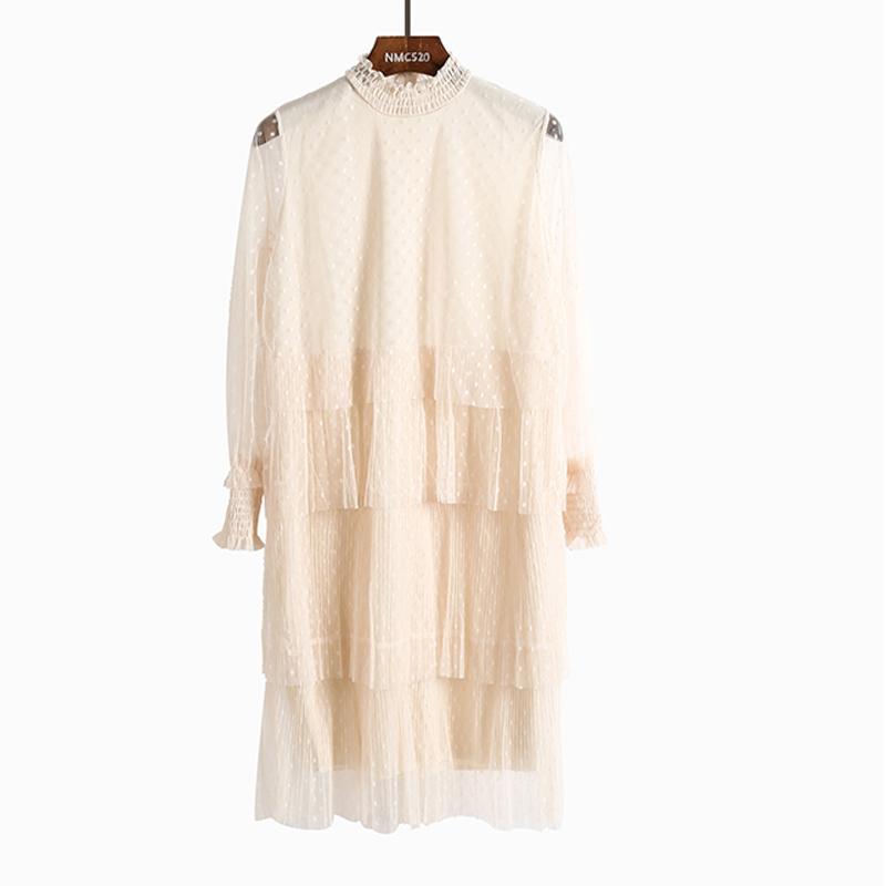 Casual Dresses PERHAPS U Spring Autumn Stand Collar Beige Gray Dot Chiffon Cascading Ruffle Long Sleeve Mesh Knee Length Dress Loose D0633
Casual Dresses PERHAPS U Spring Autumn Stand Collar Beige Gray Dot Chiffon Cascading Ruffle Long Sleeve Mesh Knee Length Dress Loose D0633