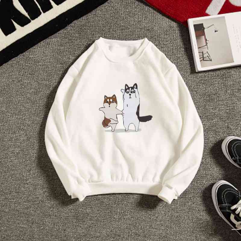 2020 spring Autumn New Korean version simple and versatile printed cartoon animal loose Plush sweater, Pinch face husky white sweater
2020 spring Autumn New Korean version simple and versatile printed cartoon animal loose Plush sweater, Pinch face husky white sweater