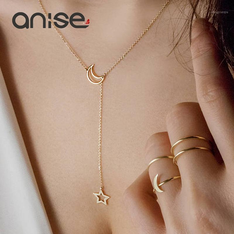 Pendant Necklaces Anise Minimalist Gold Moon Star Long Necklace Collier For Women Fashion Hollow Geometric Choker Chain Party Jewelry Gift, Silver
Pendant Necklaces Anise Minimalist Gold Moon Star Long Necklace Collier For Women Fashion Hollow Geometric Choker Chain Party Jewelry Gift, Silver