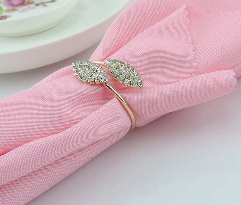 Shiny Crystal Dias Gold Napkin Ring Wrap Serviette Holder Wedding Banquet Party Dinner Table Decoration Home Decor Free shipping