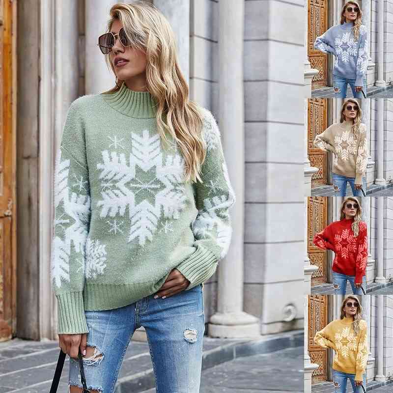 Christmas Snowflake Sweater Women Knitted Jumper Autumn and Winter Long-sleeved Thick Warm Jacquard Sweaters Pullovers 210603, Yellow
Christmas Snowflake Sweater Women Knitted Jumper Autumn and Winter Long-sleeved Thick Warm Jacquard Sweaters Pullovers 210603, Yellow