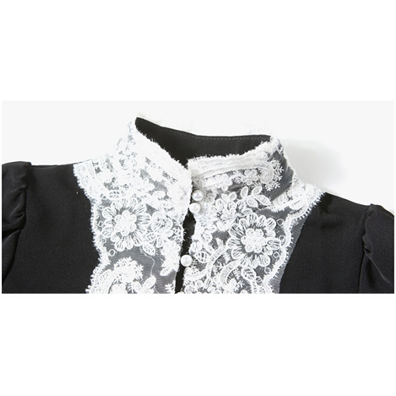 Fashion Runway Long Dresses Women's Full Sleeve Lace Patchwork Vintage Elegant Black Party Vestido Da Festa 210520