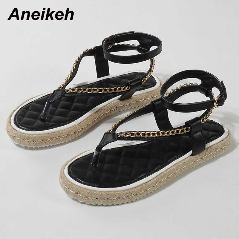 Aneikeh Fashion Summer Women Shoes Flat With Open Thong Sandals Party Casual PU Novelty Chain Gladiator Buckle Strap Solid 210615, Black
Aneikeh Fashion Summer Women Shoes Flat With Open Thong Sandals Party Casual PU Novelty Chain Gladiator Buckle Strap Solid 210615, Black