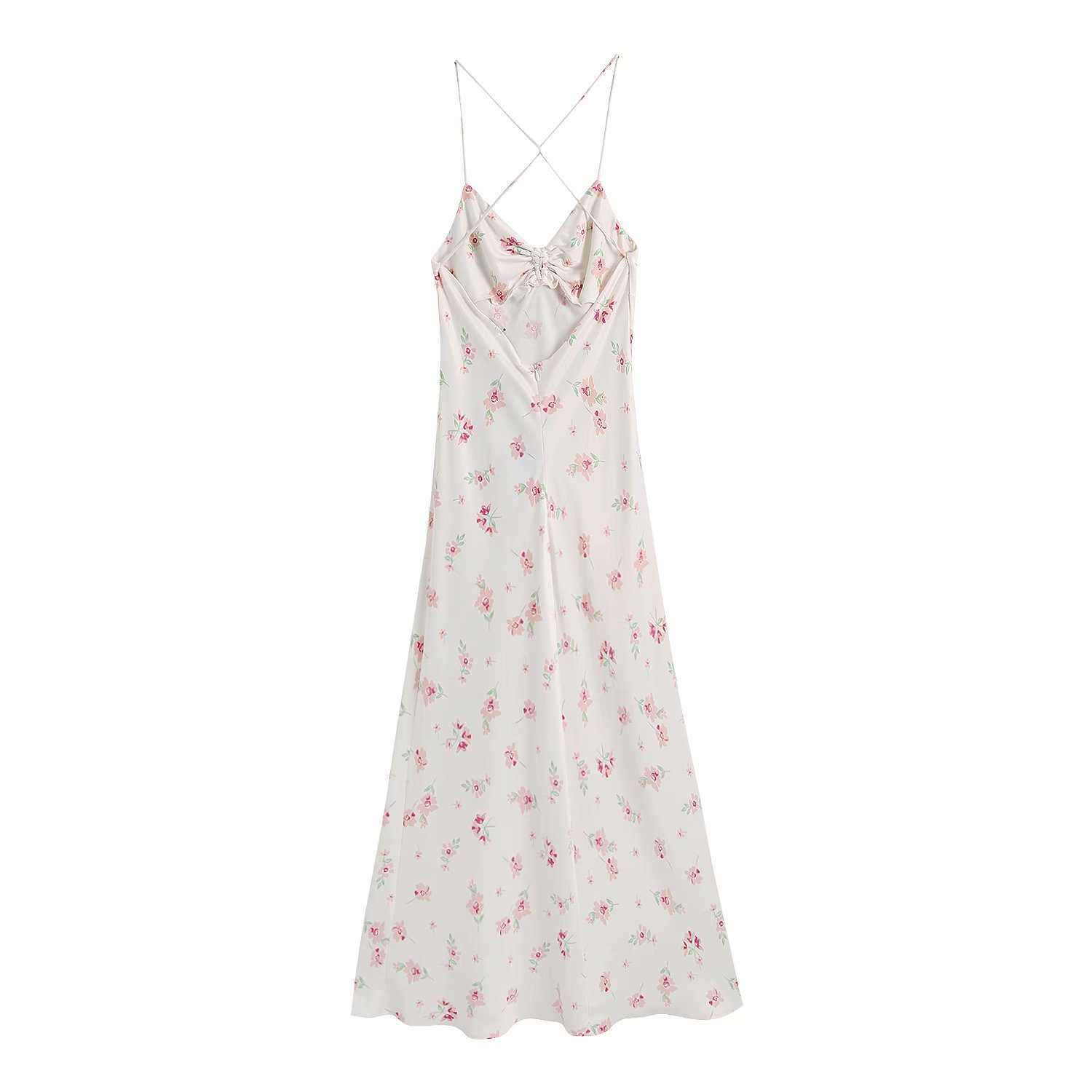 Summer Dress Women Backless Elegant Casual Fashion Chic Lady Woman Slip Maxi Dress Floral Sundress 210709