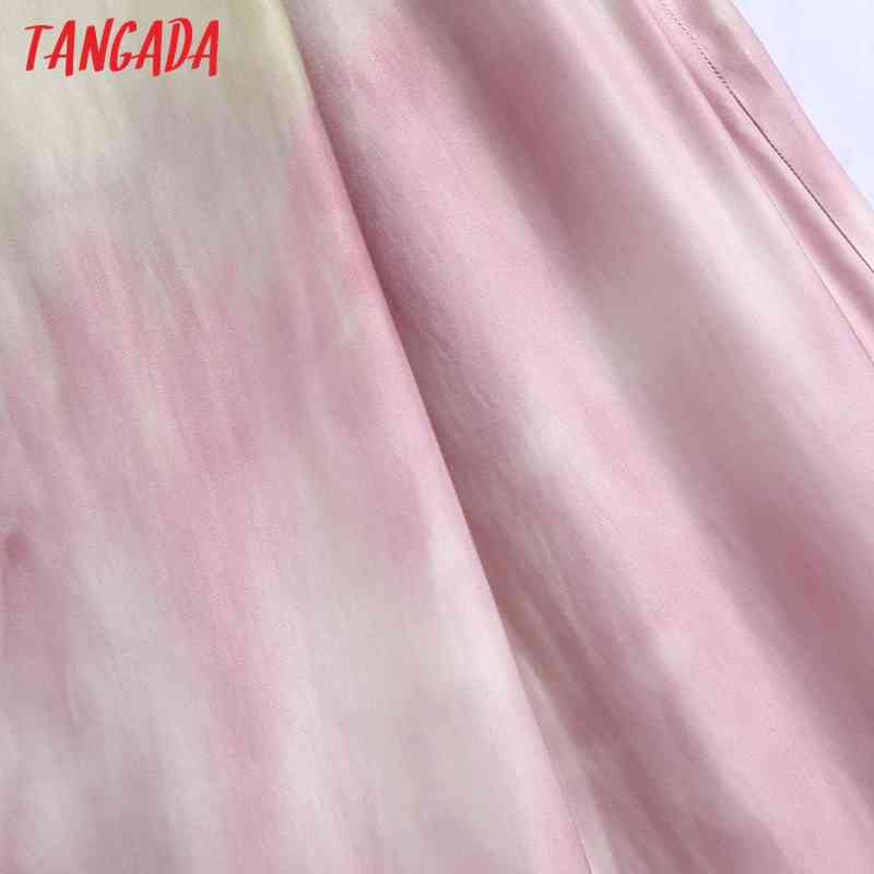 Women Chic Fashion Tie-dye Print Wide Leg Pants Vintage High Waist Size Zipper Female Trousers Mujer BE400 210416
