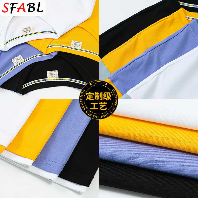 SFABL Summer Men T Shirt Patchwork Loose Tops Tees Fashion Tshirt Male Short Sleeve Hip Hop s T-shirt for Young 210629