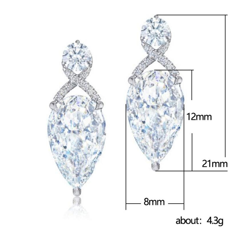 Choucong Brand Dangle Earring Vintage Jewelry 925 Sterling Silver Fill Water Drop White 5A Cubic Zircon Party Eternity Women Wedding Earrings For Love