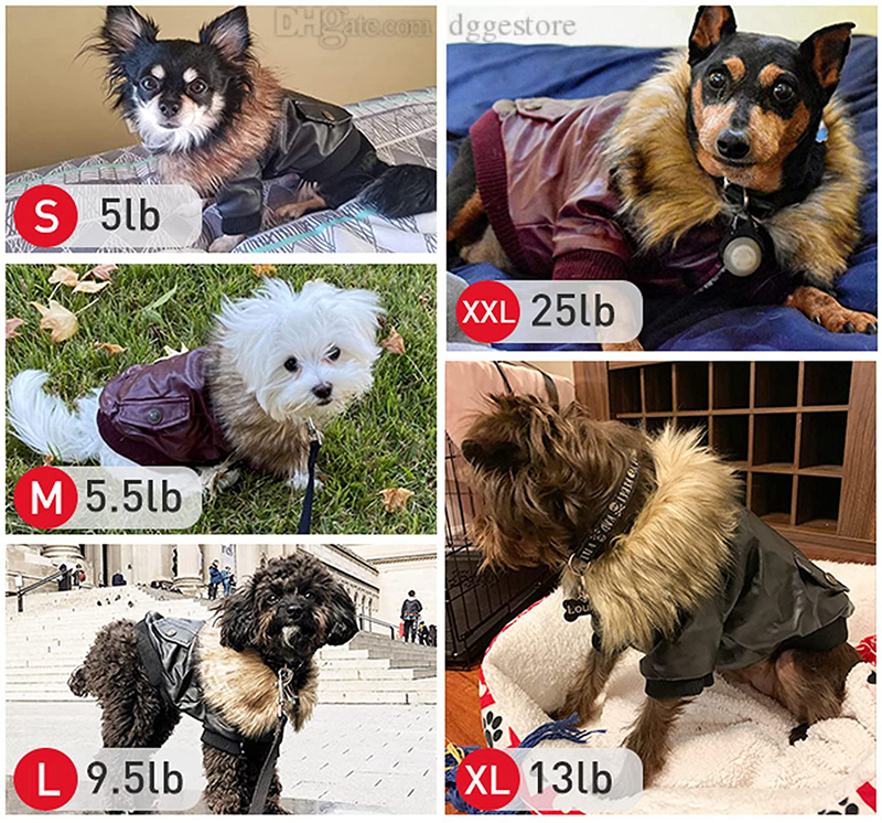 free shipping Designer Warm Coats Leather Waterproof Winter Clothes Dog Apparel for Small Medium Dogs Soft Puppy ets Flight Suit Worn in Cold Weather 