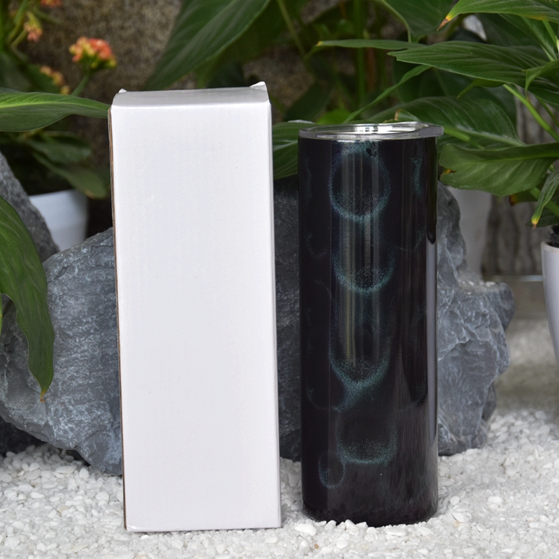Sublimation Straight Tumbler Blanks 3D Dazzling Color Wormhole Tumblers Peacock Pattern Glitter Water Bottles with lids Stainless Steel Travel Coffee 