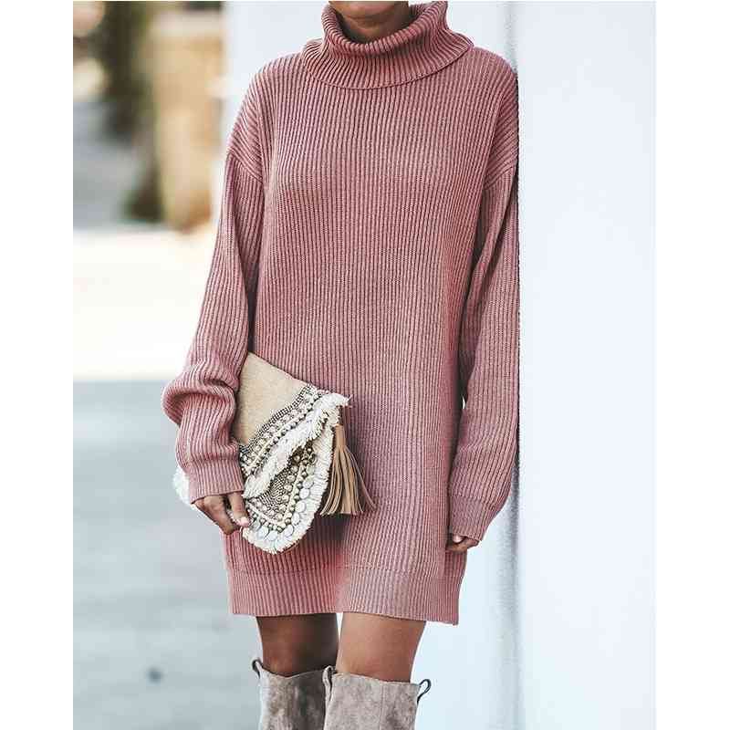 Autumn Winter Office Long Turtleneck Pulover Pink Knitted Warm Sweater Dress Women Korean Streetwear Sleeve Ribbed 210603
Autumn Winter Office Long Turtleneck Pulover Pink Knitted Warm Sweater Dress Women Korean Streetwear Sleeve Ribbed 210603