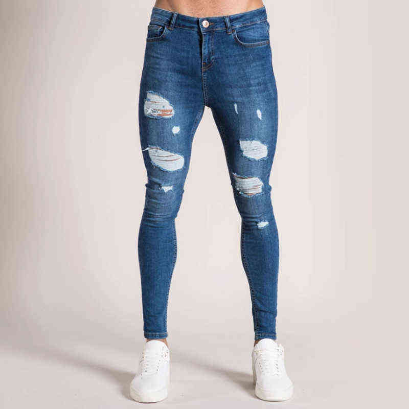 Jean Pants Streetwear Hipster Summer Mens Street Style Ripped Jeans Casual Denim Zipper Trouser Men Autumn Fashion Slim 211111