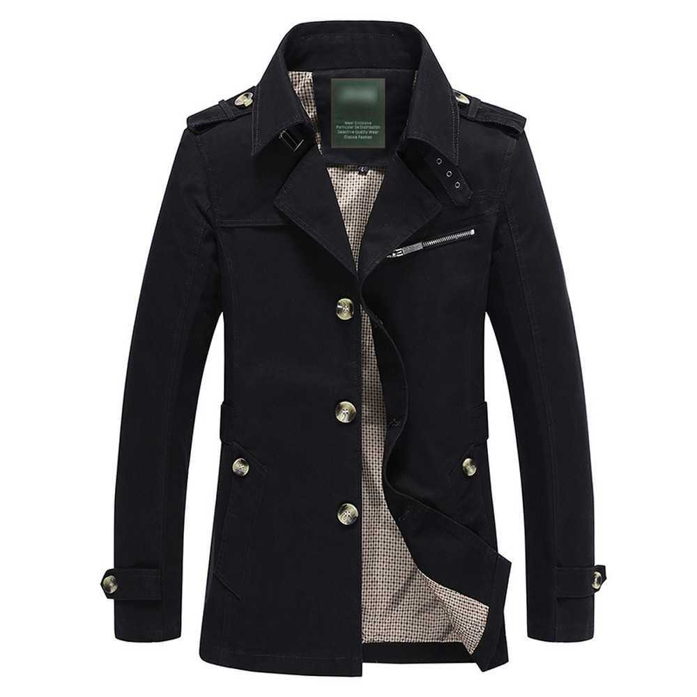Spring Autumn Smart Casual Business Trench Coat Single Breasted Thin Turn-down Collar Jacket Men Cotton Lightweight Slim 210819