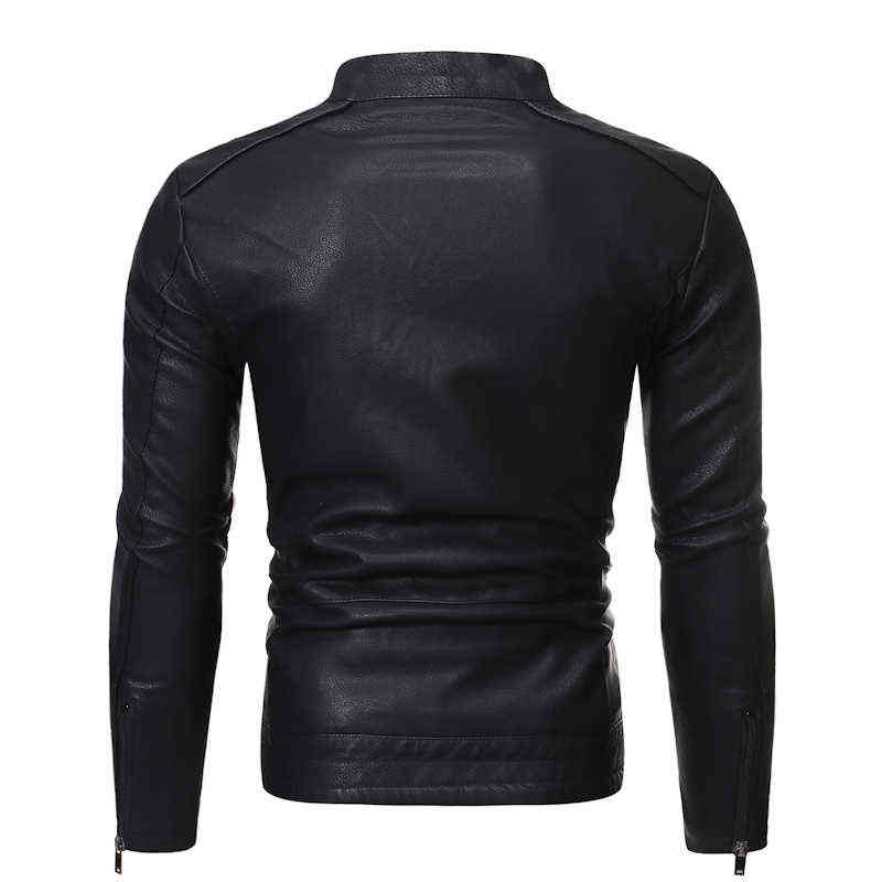 NEGIZBER Plus Velvet PU Men Leather Jacket Casual Solid Col 211119