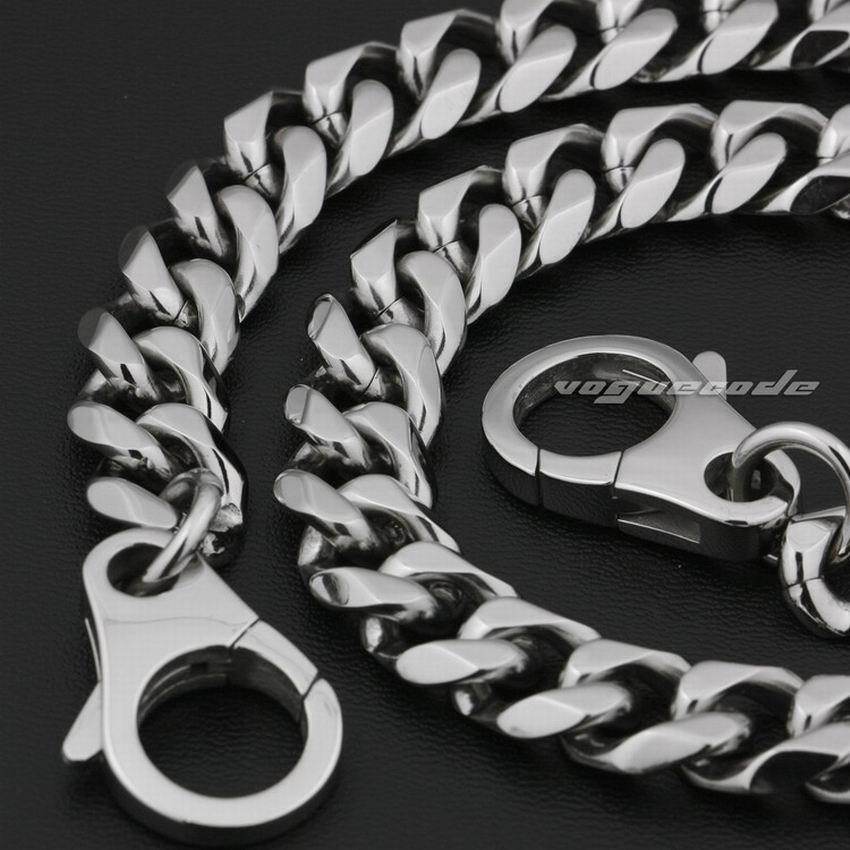 LINSION 316L Stainless Steel 14" ~ 36" Mens Biker Rocker Punk Wallet Chain KeyChain 5N010WC 210409