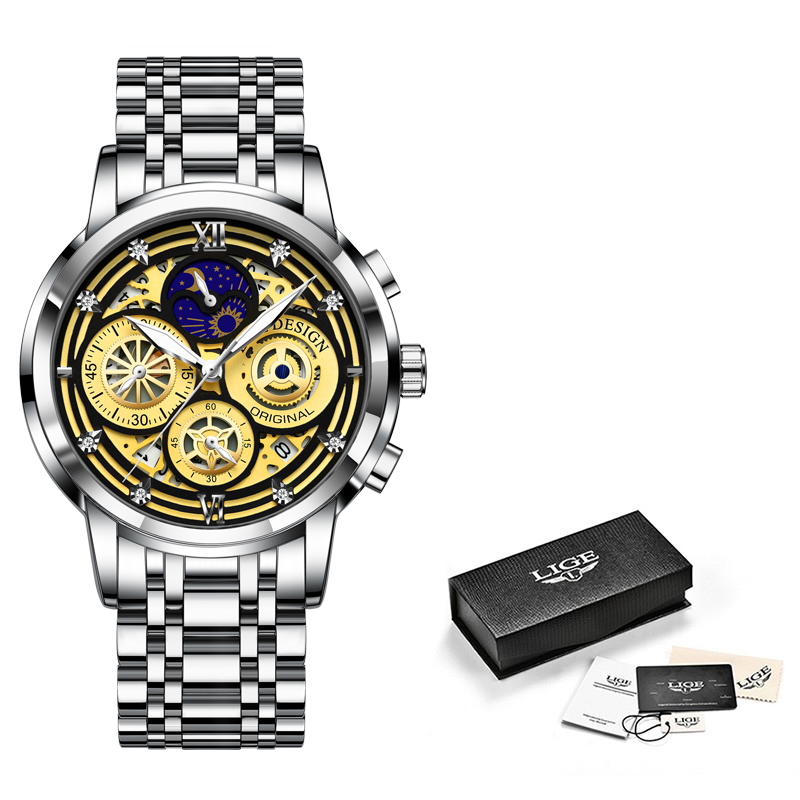 LIGE 2021 New Men Watches Top Brand Luxury Gold Stainless Steel Quartz Watch Men Waterproof Sport Chronograph Relogio Masculino 05, Silver black
LIGE 2021 New Men Watches Top Brand Luxury Gold Stainless Steel Quartz Watch Men Waterproof Sport Chronograph Relogio Masculino 05, Silver black