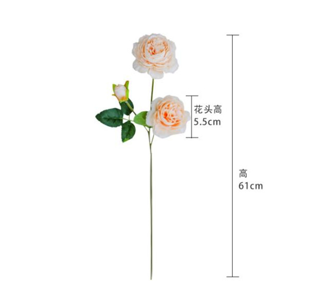Champagne sky blue Rosa Decoration Artificial Silk Flowers Leaves 3 heads Long Roses Stem Rose Wedding Party Home Decorative