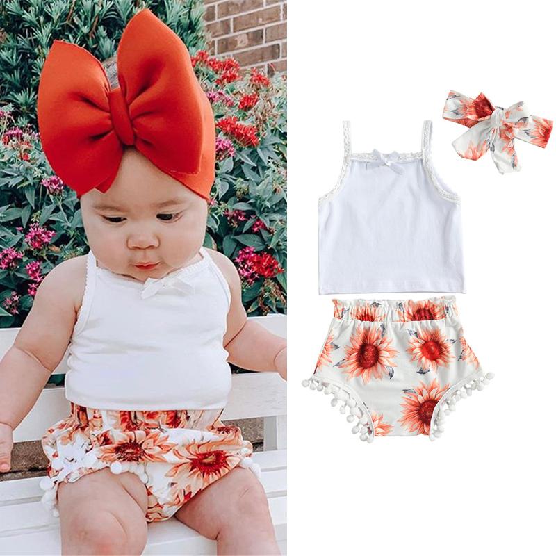 Clothing Sets 0-24M Baby Girl 3 Pcs Summer Outfits Solid Color Bowknot Tank Top Sunflower Print Pompom Shorts Headband Toddler Girls Set, White
Clothing Sets 0-24M Baby Girl 3 Pcs Summer Outfits Solid Color Bowknot Tank Top Sunflower Print Pompom Shorts Headband Toddler Girls Set, White